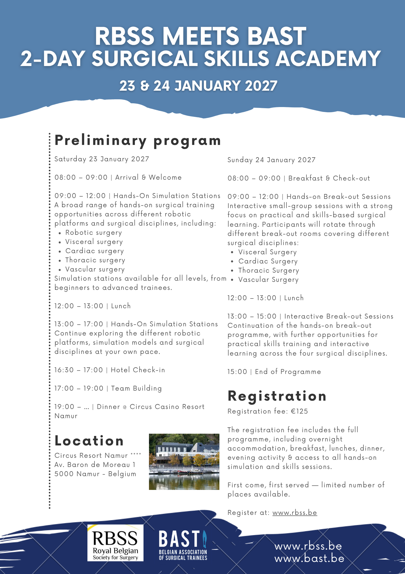 RBSS Meets BAST 2 Day Surgical Skills Academy 2027 Preliminary program